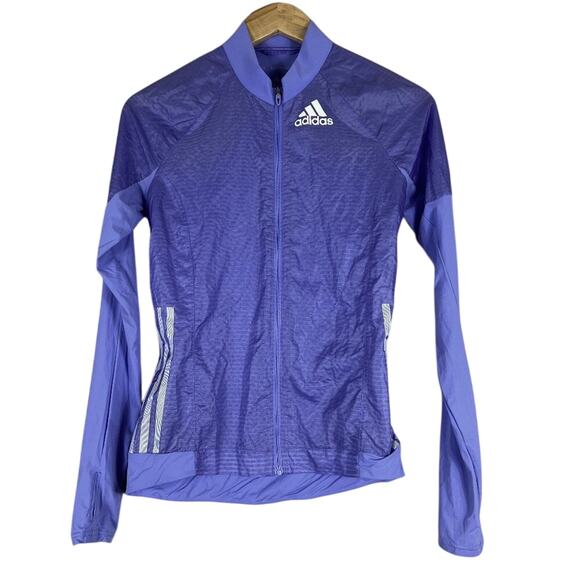 Adidas Adizero Running Jacket Womens S Purple Lightweight Zip Athleisure Sporty - Picture 1 of 6